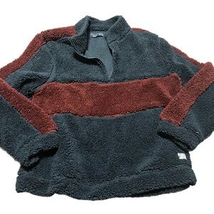 Original Penguin Two Tone Navy Maroon Men's Sherpa Pullover Size XL Oversized